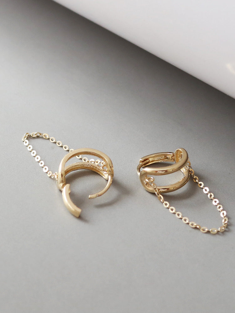 Cuff Buckle & Chain Huggie Hoops