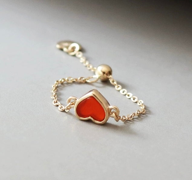 Petite Jelly Heart Chain Ring