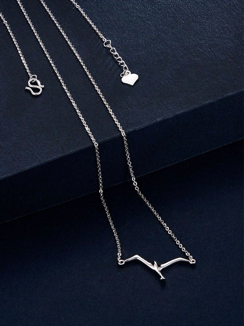 Flying Seagull Charm Necklace