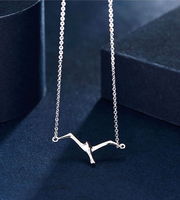 Flying Seagull Charm Necklace