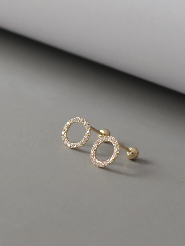 Moissanite Studded Circle Stud Earrings