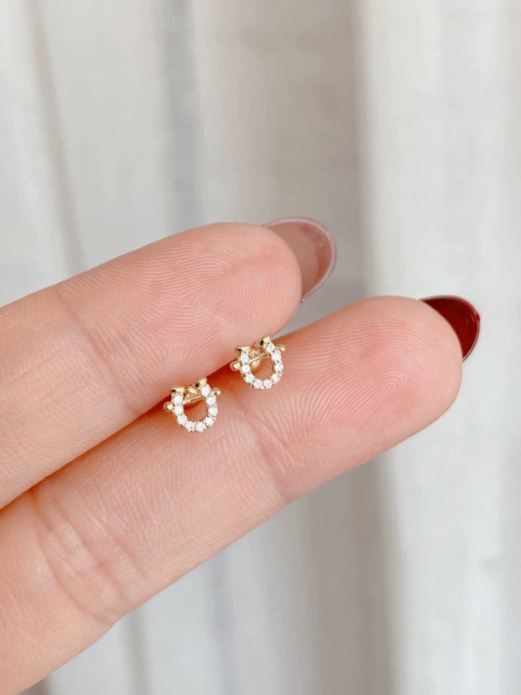 Moissanite Horseshoe Stud Earrings