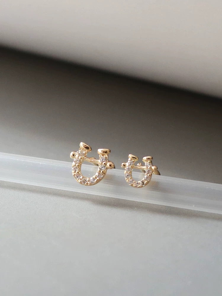 Moissanite Horseshoe Stud Earrings