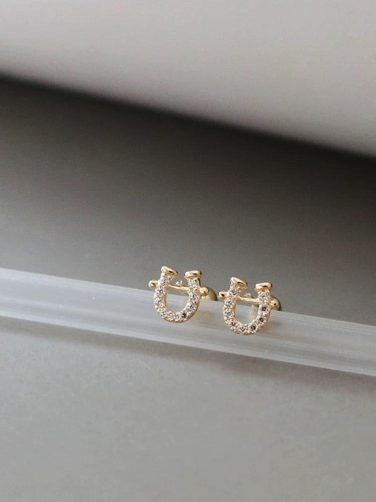 Moissanite Horseshoe Stud Earrings