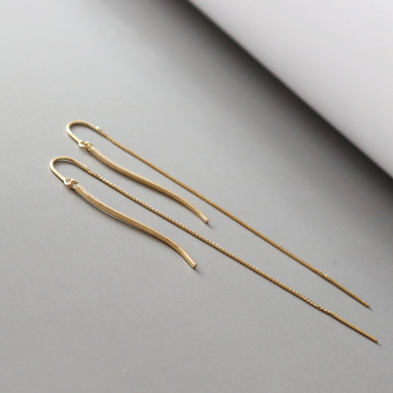 Wave Bar Chain Earrings