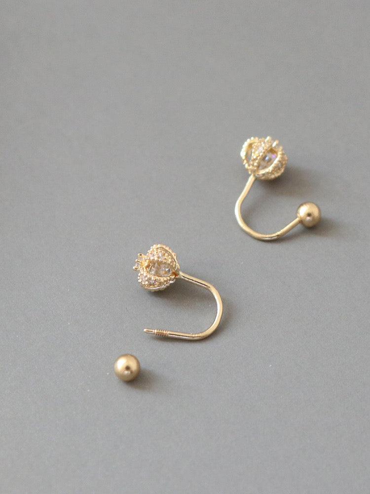 U-Bar Beaded Cage Stud Earrings