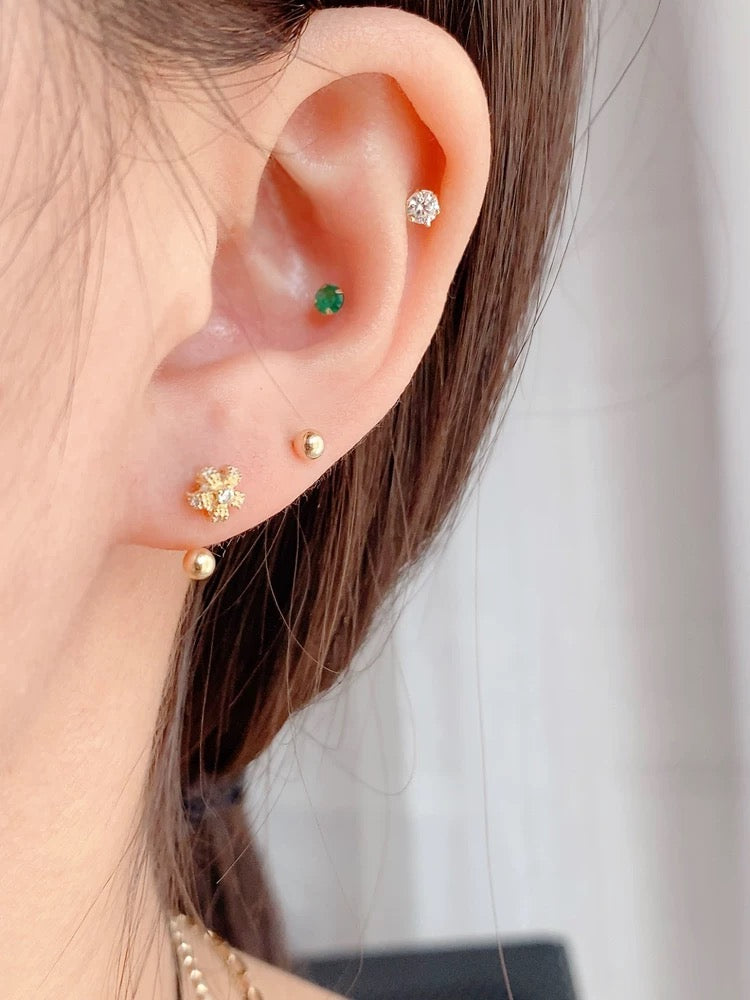 U-Bar Beaded Cage Stud Earrings