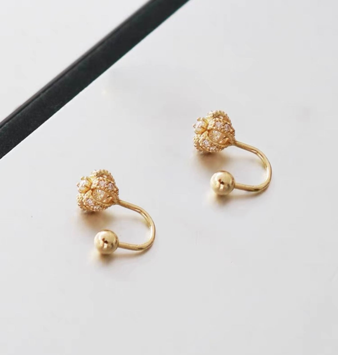 U-Bar Beaded Cage Stud Earrings