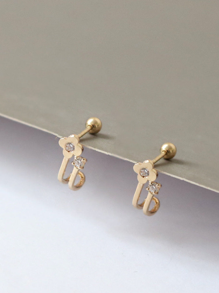 Spring Flower Cuff Stud Earrings