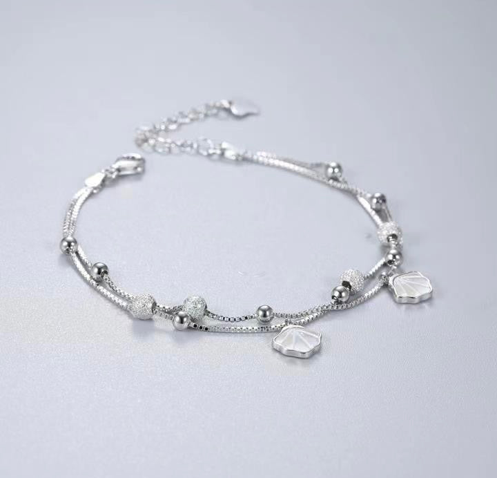 Frost Dome & Shell Twin Box Chain Bracelet