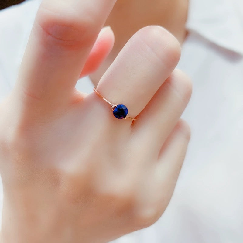 Round Sapphire Blue Zirconia Stackable Ring