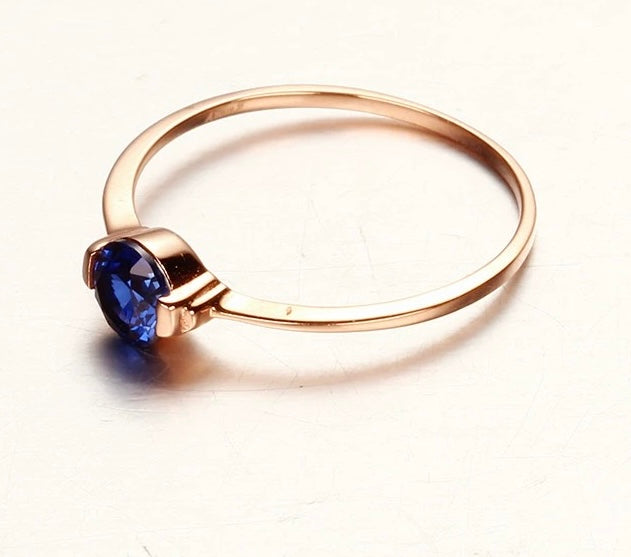 Round Sapphire Blue Zirconia Stackable Ring