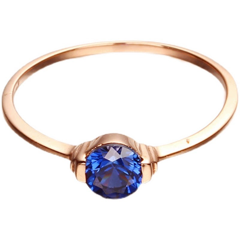 Round Sapphire Blue Zirconia Stackable Ring