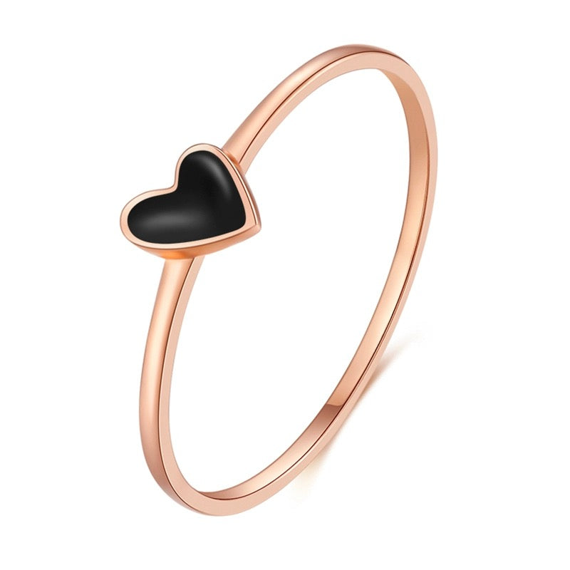 Embellished Black Heart Stackable Ring