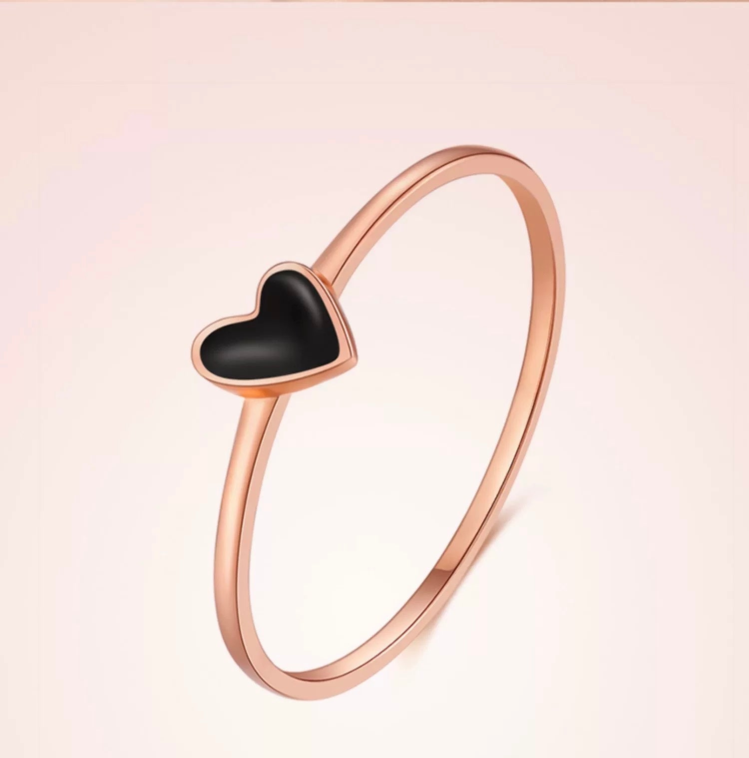 Embellished Black Heart Stackable Ring