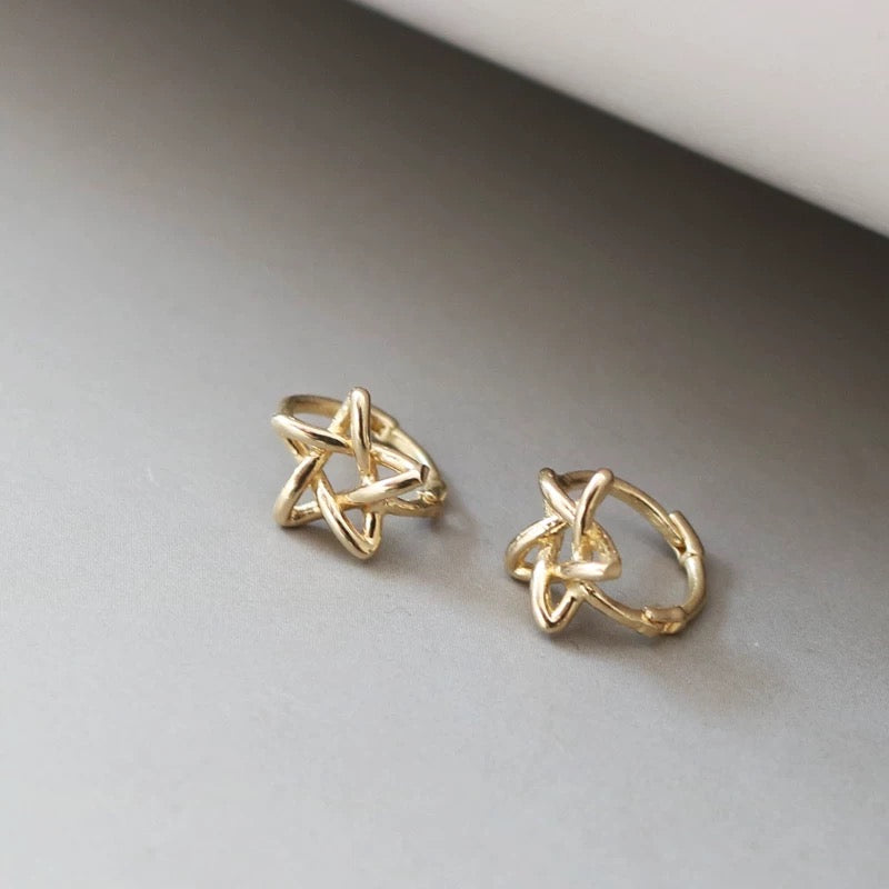 Origami Star Huggie Hoops