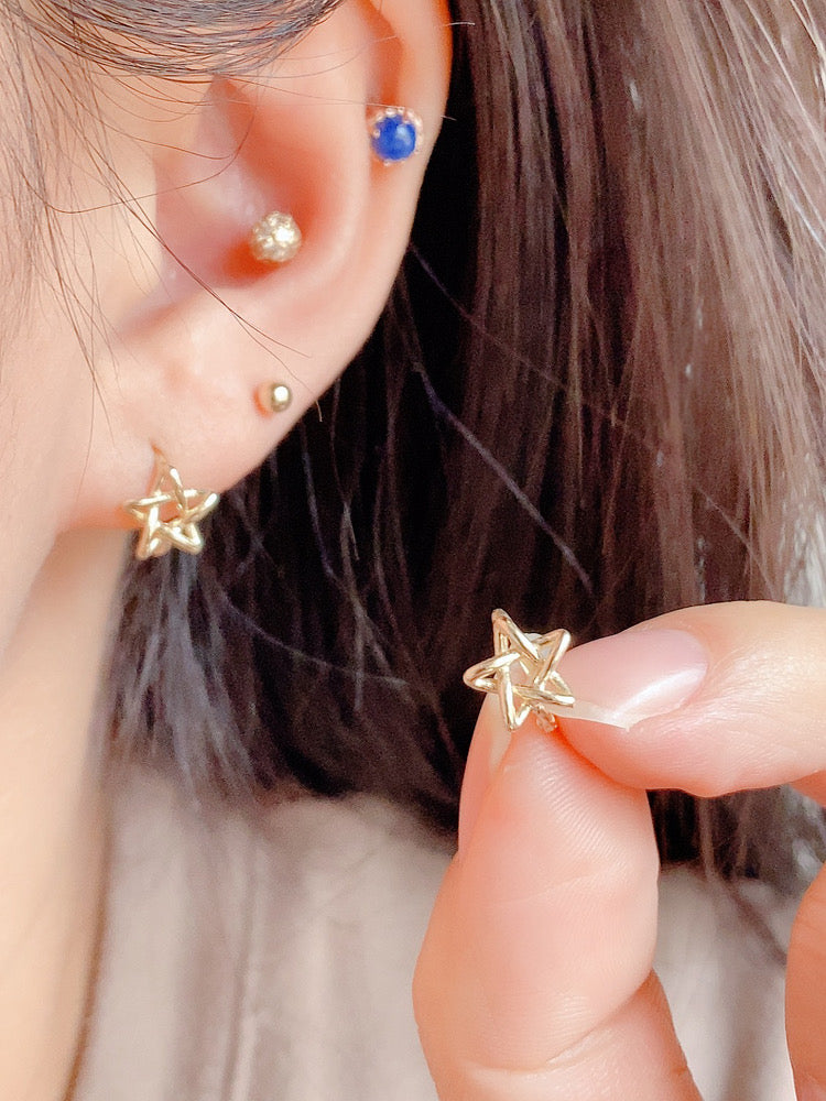 Origami Star Huggie Hoops