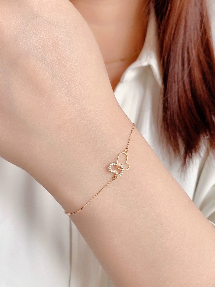 Intertwined Butterfly Hearts Bracelet