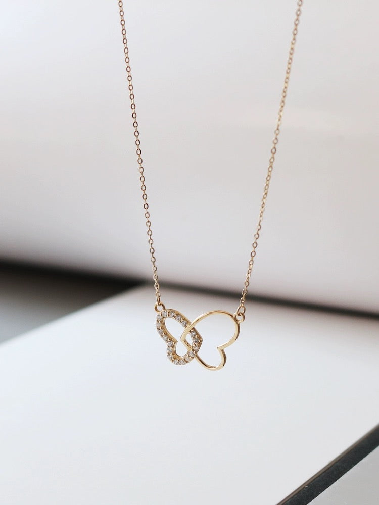 Intertwined Butterfly Hearts Necklace