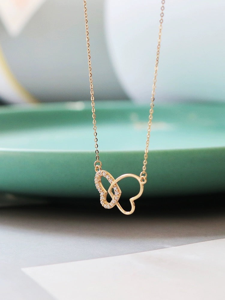 Intertwined Butterfly Hearts Necklace