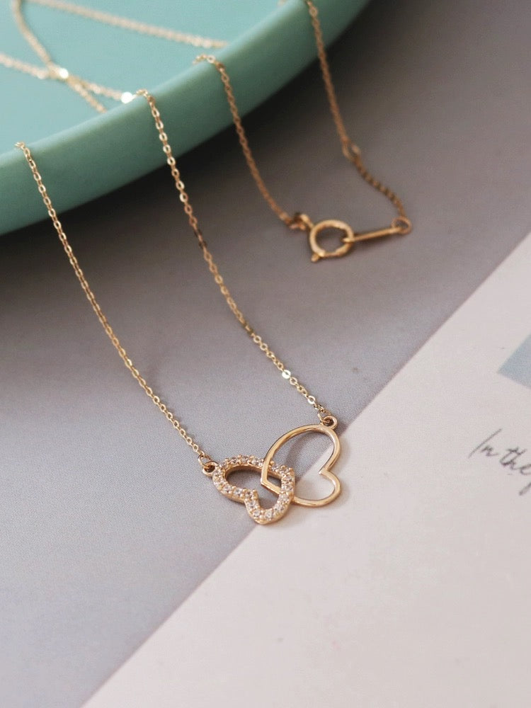 Intertwined Butterfly Hearts Necklace