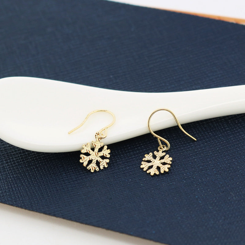 Mirrored Snowflake Hook Earrings