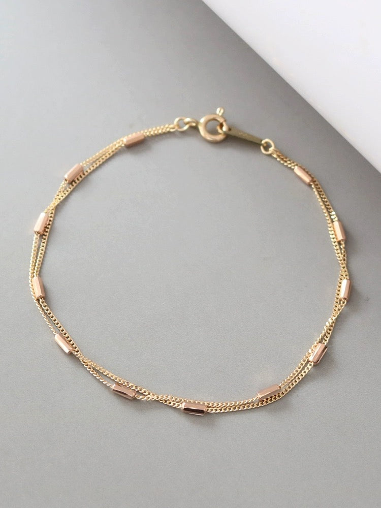 Bugle Bead Twin Chains Bracelet