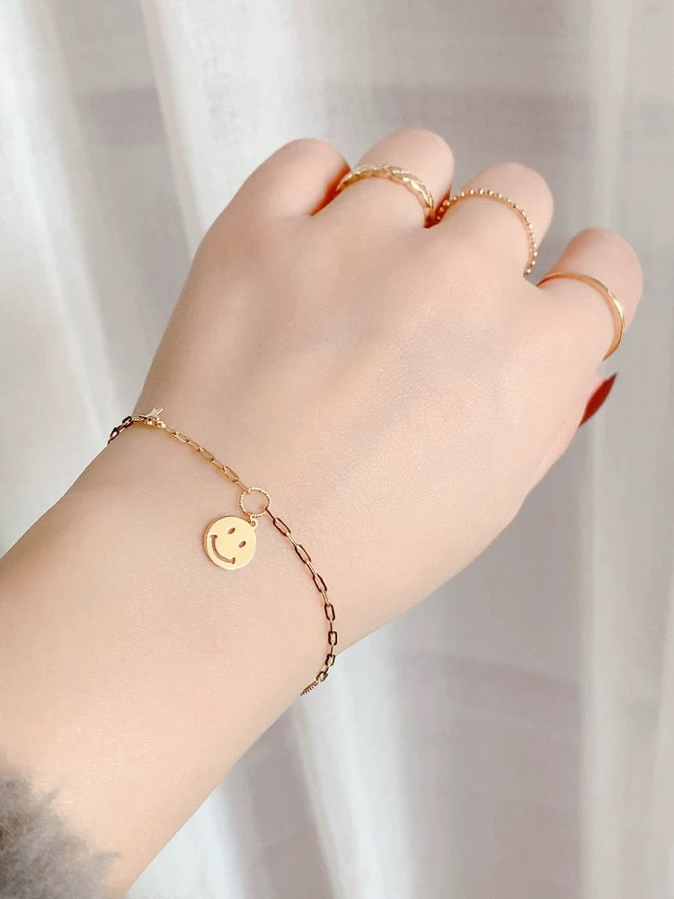 Happy Face Asymmetric Chain Bracelet