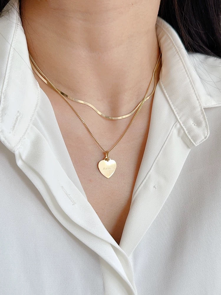 Bella Heart Plate Charm Necklace