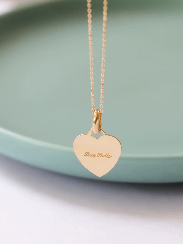 Bella Heart Plate Charm Necklace