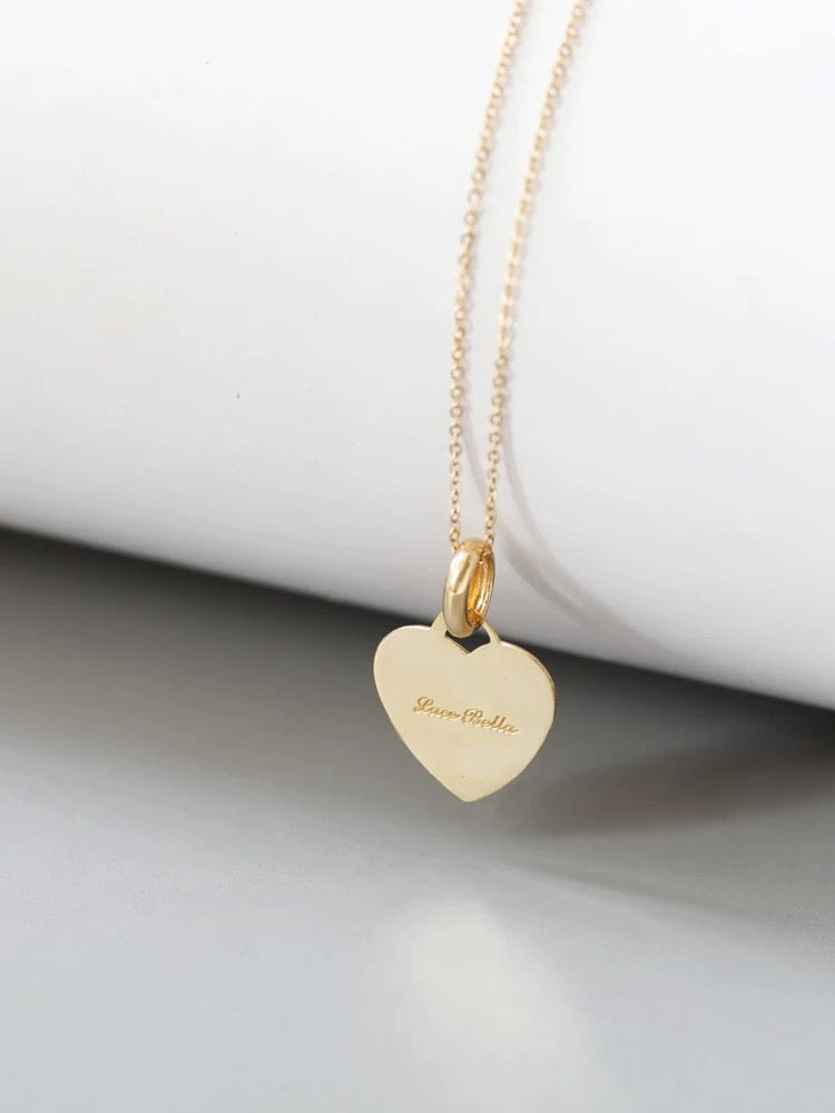 Bella Heart Plate Charm Necklace