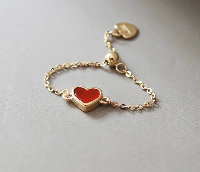 Petite Jelly Heart Chain Ring