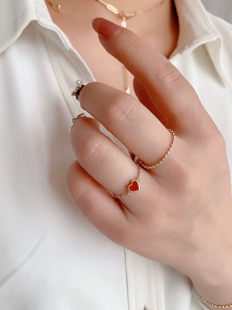 Petite Jelly Heart Chain Ring