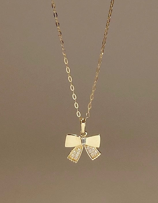 Fancy Hair Bow Charm Necklace