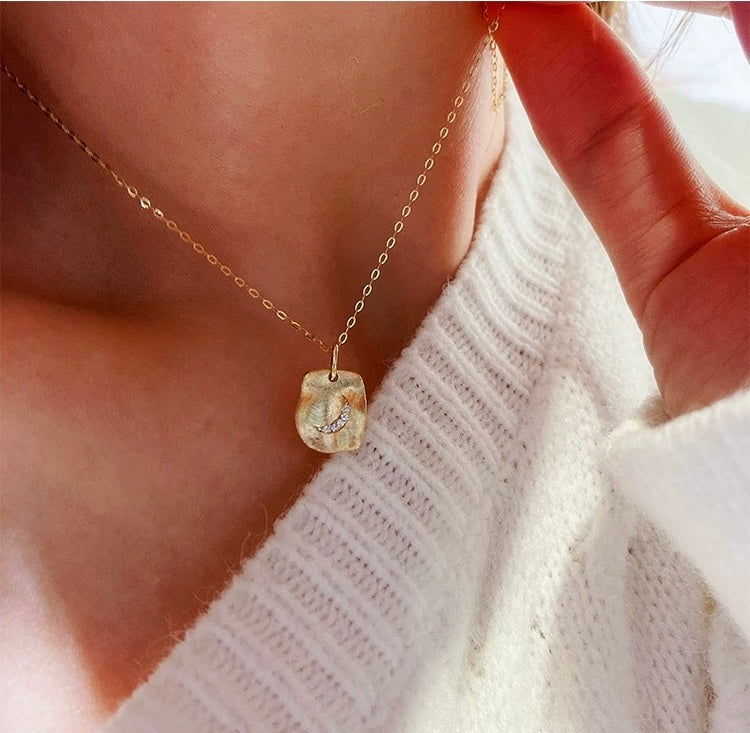 Secret Moon Scroll Charm Necklace