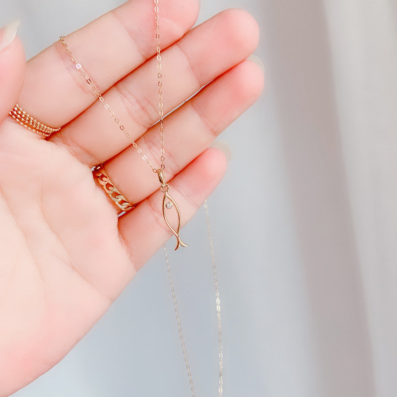 Hanging Fish Charm Necklace