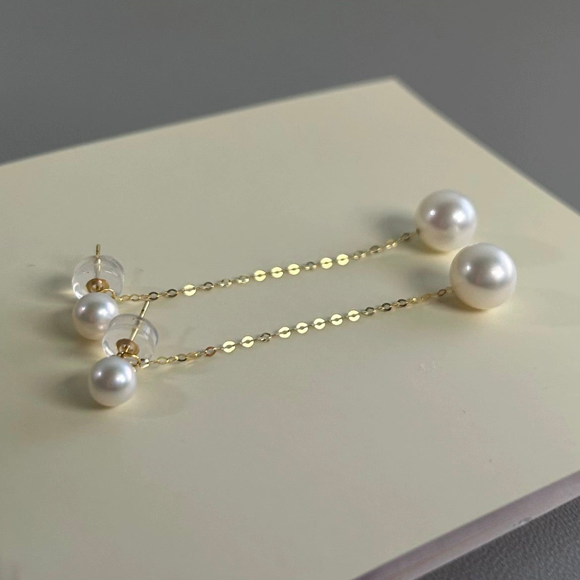 2 in 1 Pearl Chain Stud Earrings