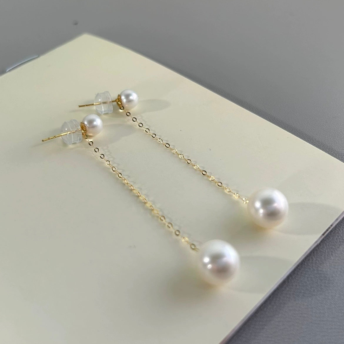 2 in 1 Pearl Chain Stud Earrings