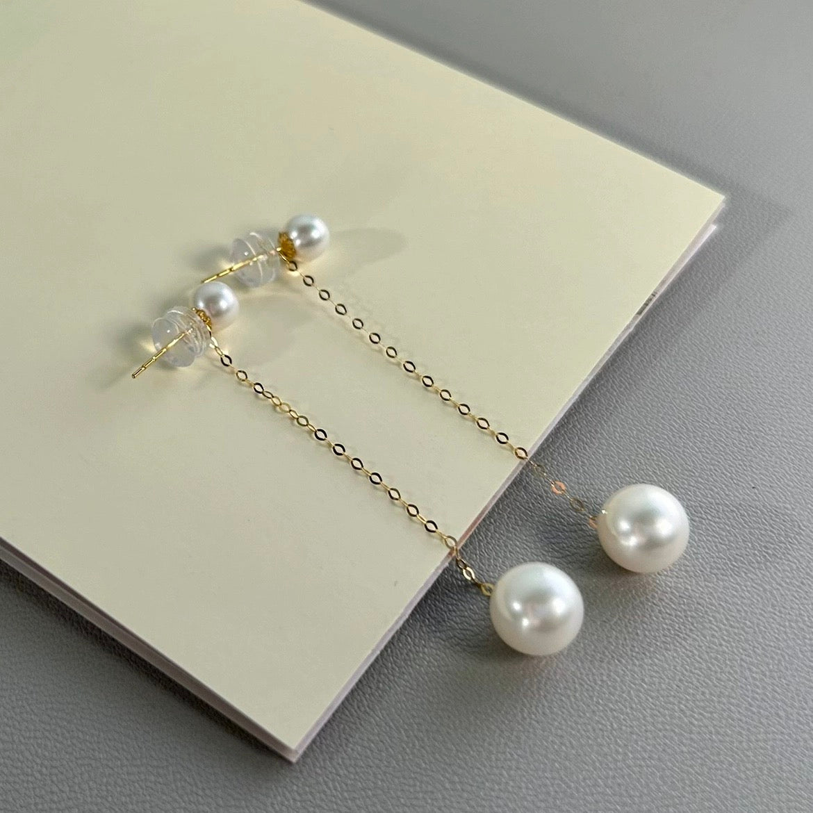 2 in 1 Pearl Chain Stud Earrings