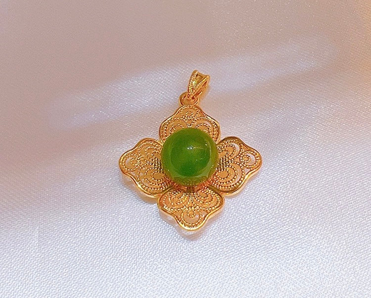 Orient Flower Stone Charm Pendant