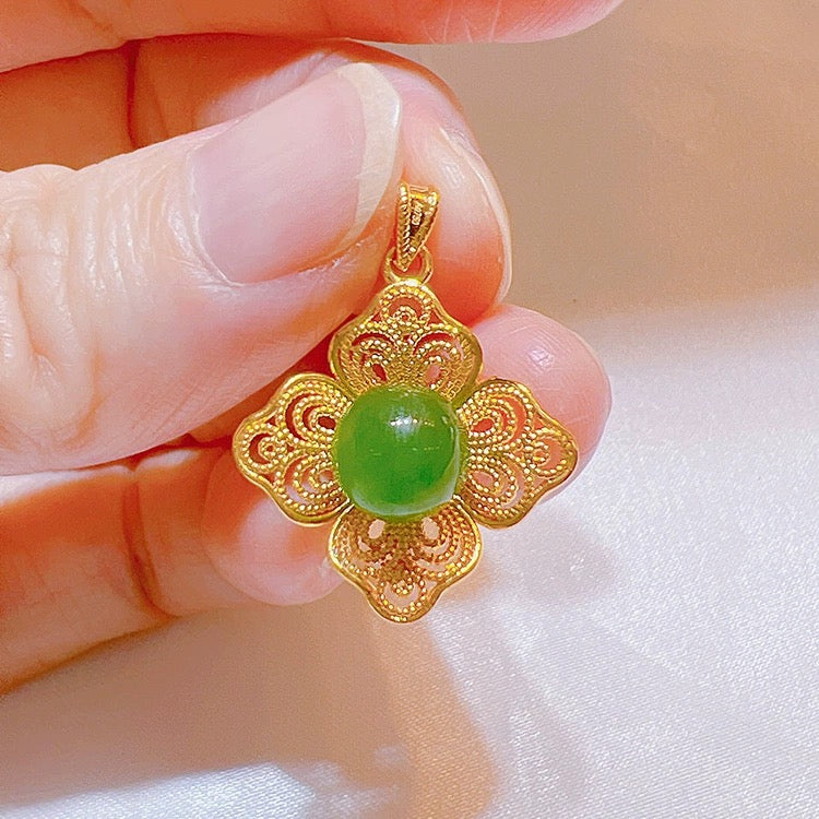 Orient Flower Stone Charm Pendant