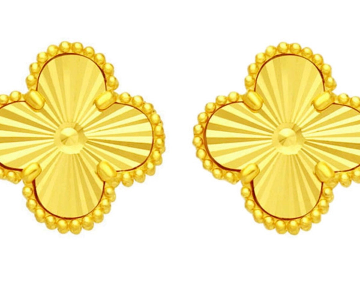 Beaded Clover Plate Stud Earrings