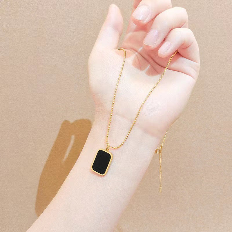 Black Mirror Charm Necklace