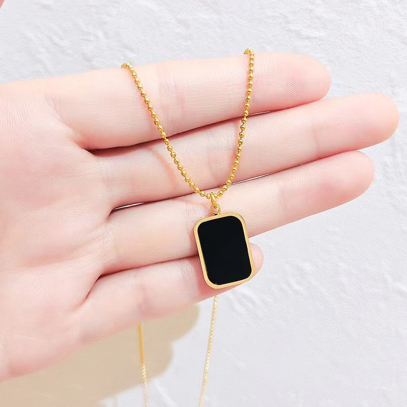 Black Mirror Charm Necklace