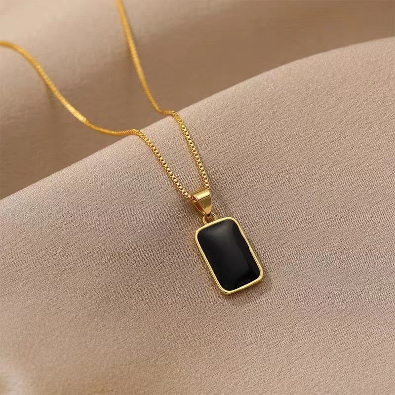 Black Mirror Charm Necklace