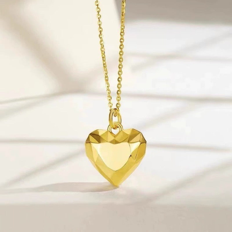 Geometric Heart Charm Necklace