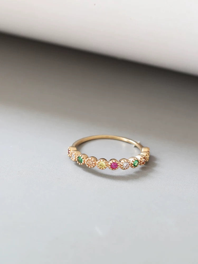 Midsummer Beaded Solitaire Stackable Ring