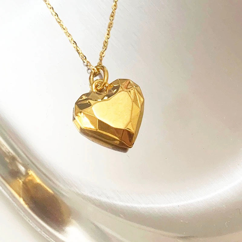 Geometric Heart Charm Necklace