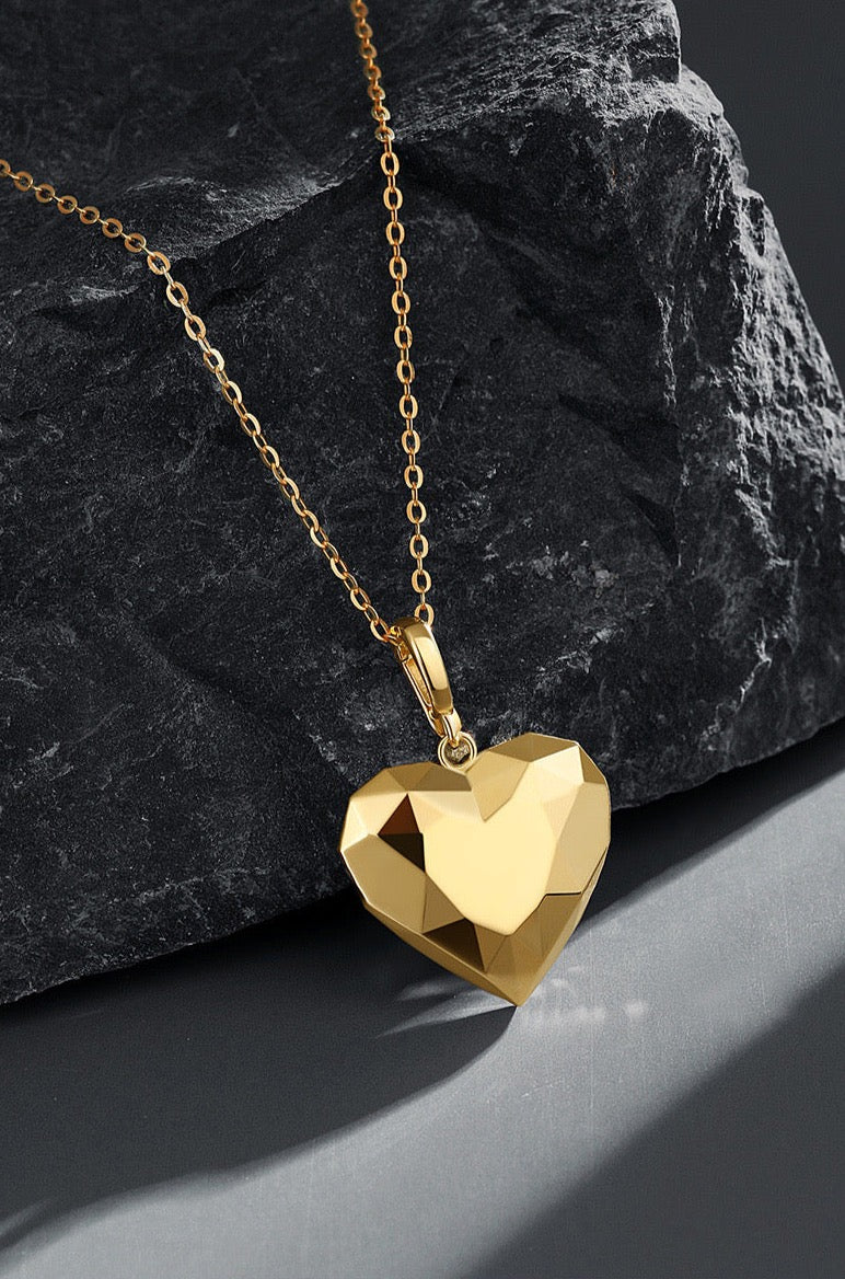 Geometric Heart Charm Necklace