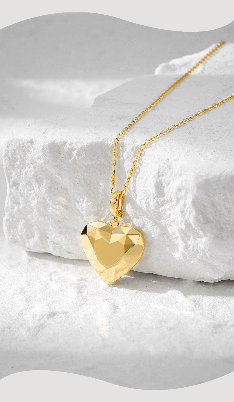 Geometric Heart Charm Necklace